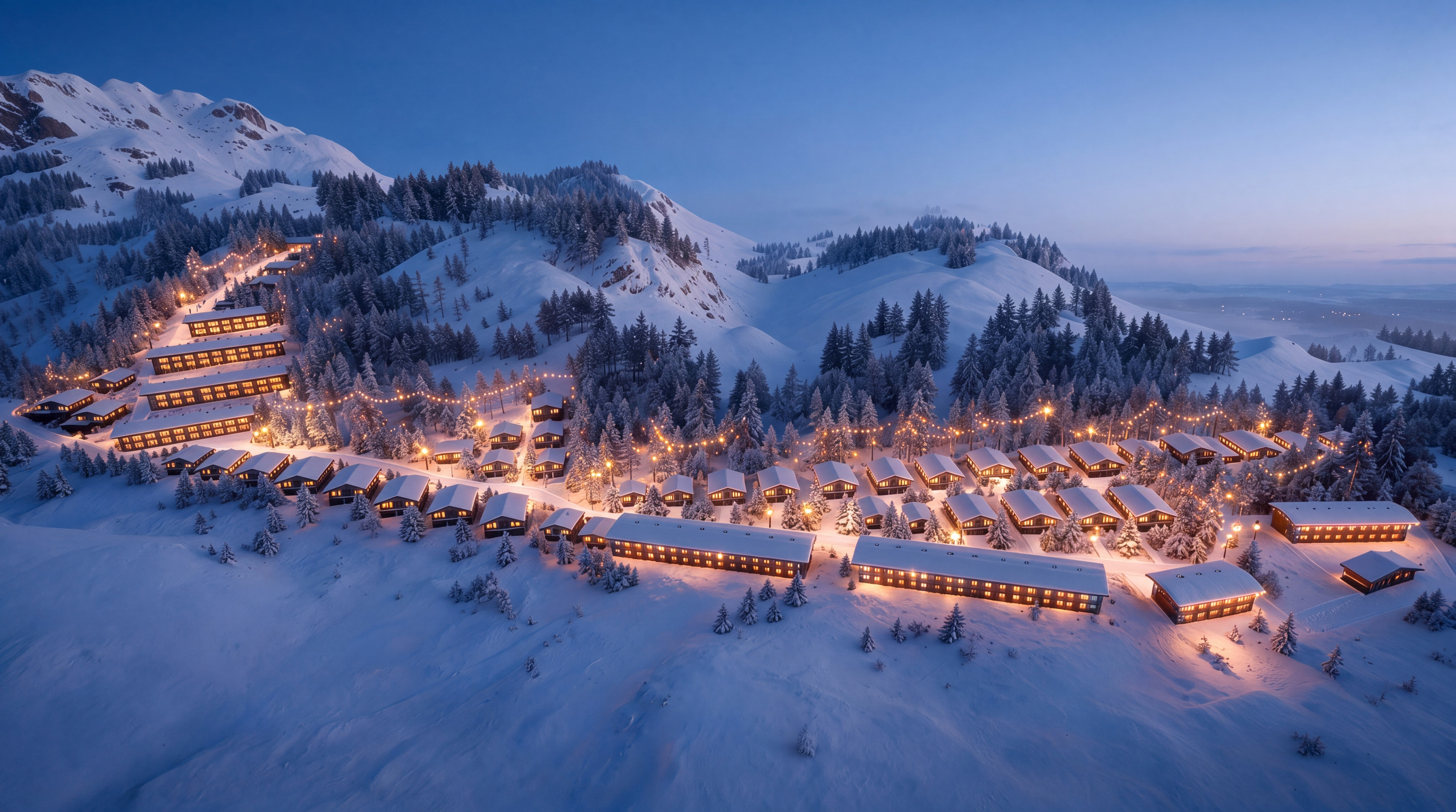 Курорт White Hills вечером с высоты